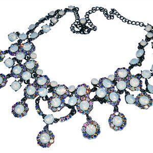 White Aurora Crystal Statement Necklace